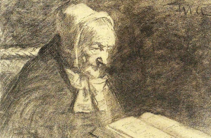 portraet af gamle fru brondum, Michael Ancher